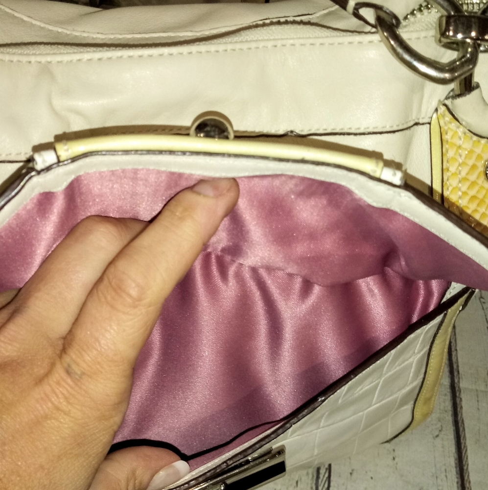 💫 Coach Kristin Spectator Crocodile Chalk White Custard Satchel Shoulder Bag - Picture 9 of 12